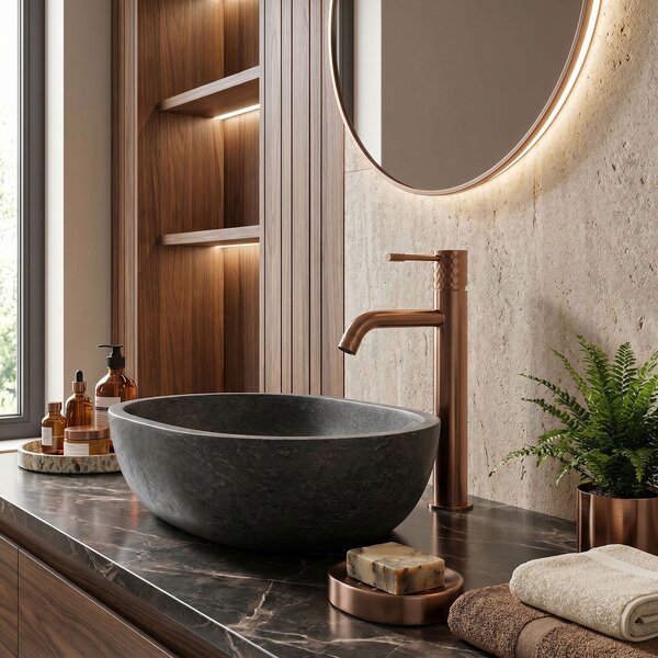 Bathroom faucet Rea Lungo Diamond Brush Copper High