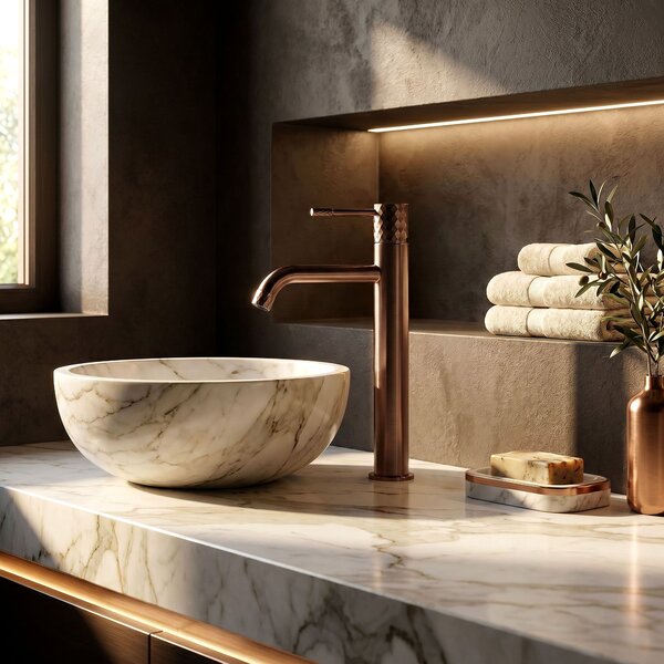 Bathroom faucet Rea Lungo Diamond Brush Copper High