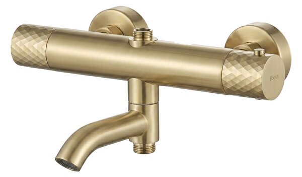 Thermostatic shower system Rea Lungo Diamond Gold Brush