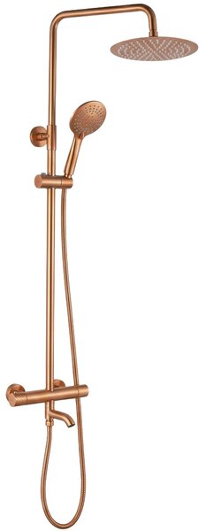 Thermostatic shower system Rea Lungo Diamond Copper Brush