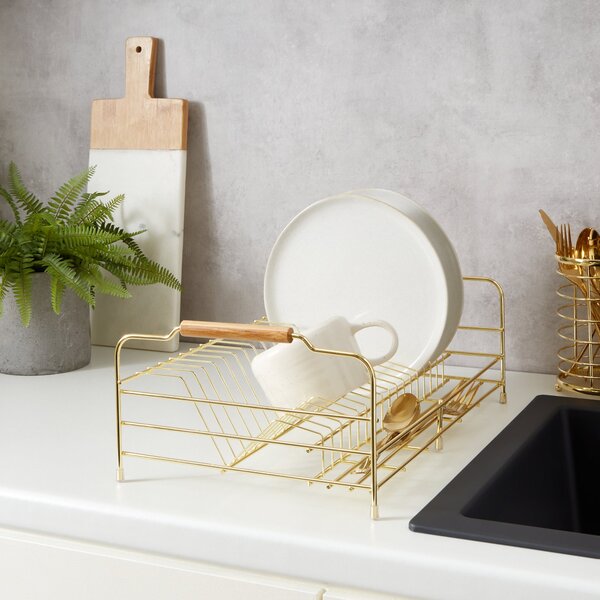 Gold and Bamboo Dish Drainer Gold