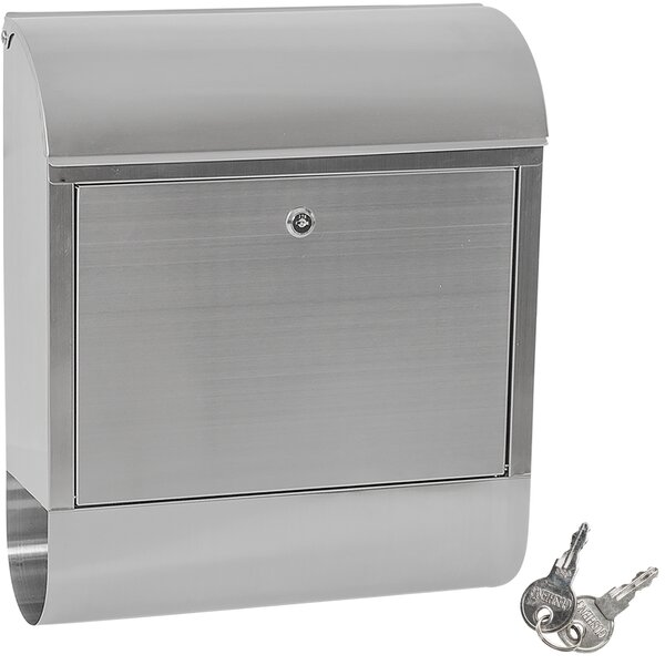 Tectake 400499 mailbox with newspaper tube xxl stainless steel - grey