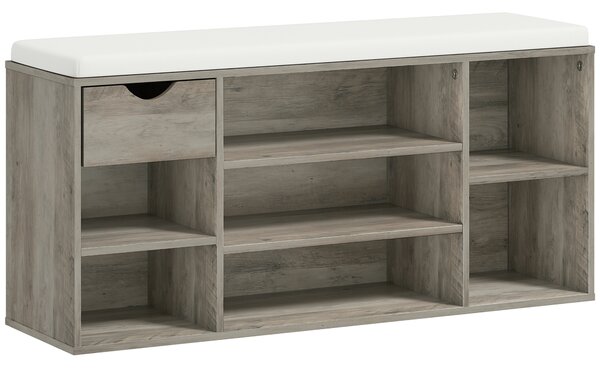 HOMCOM Shoe Storage Bench with Cushion - Grey