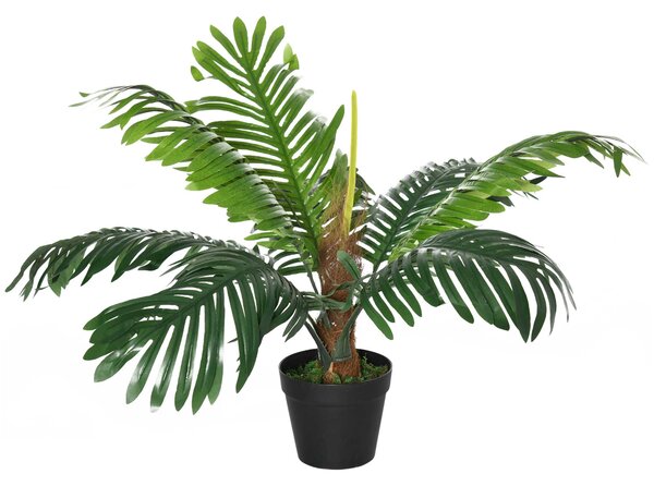 Outsunny 60cm Fake Palm Tree, Indoor/Outdoor Decorative Plant with 8 Leaves and Nursery Pot Aosom UK