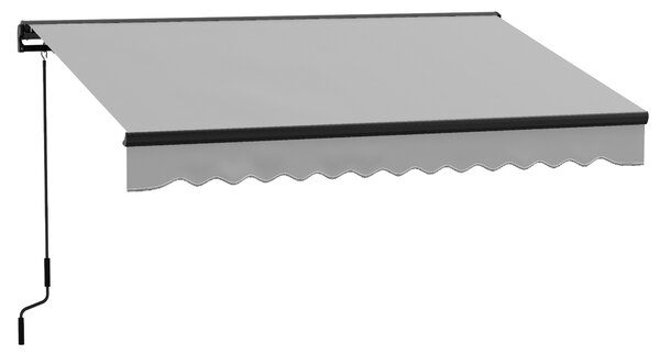 Outsunny 3 x 2m Aluminium Frame Electric Awning, Retractable Awning Sun Canopies for Patio Door Window, Light Grey Aosom UK