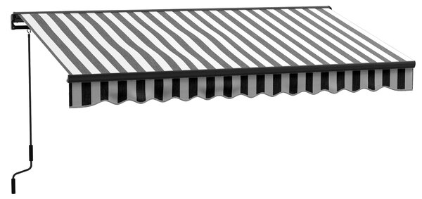 Outsunny 3.5 x 2.5m Aluminium Frame Electric Awning, Retractable Awning Sun Canopies for Patio Door Window, Grey and White Aosom UK