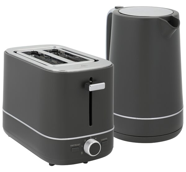 HOMCOM Kettle and Toaster Set, 1.7L 3000W Fast Boil Kettle & 2 Slice Toaster Kitchen Set with 6 Level Browning Controls, Defrost, Reheat, Grey