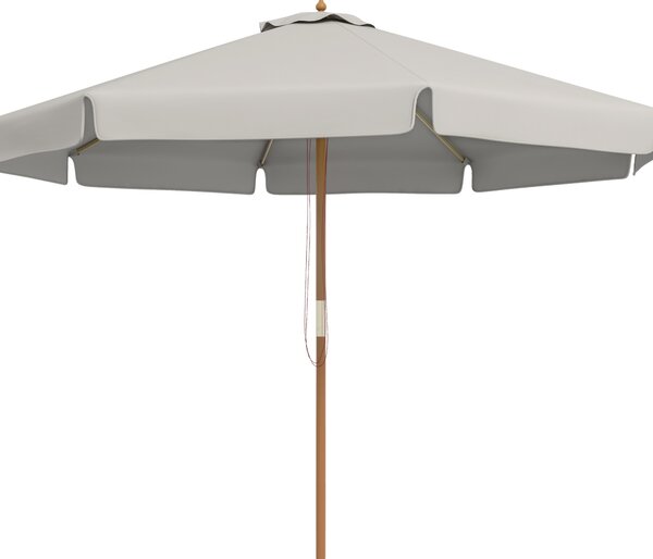Outsunny 3.3(m) Garden Parasol Umbrella, Outdoor Sun Shade Canopy with 8 Bamboo Ribs, Ruffles and Wood Pole, Grey