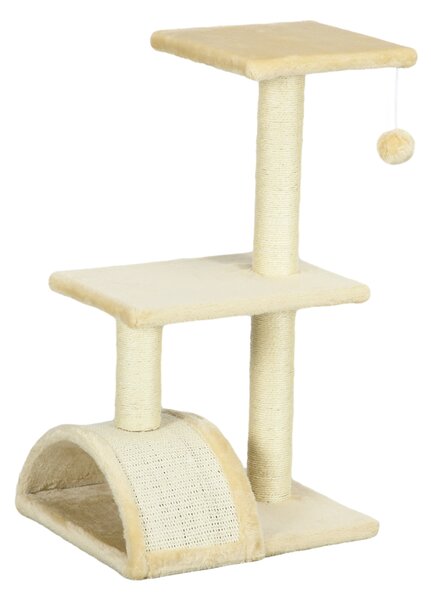 PawHut 72cm Cat Tree, Indoor Scratching Post with Pad, Sturdy and Comfortable, Cream White Aosom UK