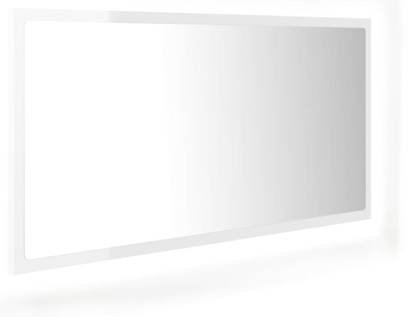 LED Bathroom Mirror High Gloss White 90x8.5x37 cm Acrylic