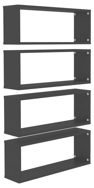 Wall Cube Shelf 4 pcs Black 60x15x23 cm Engineered Wood