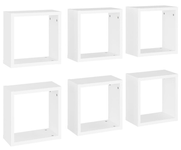 Wall Cube Shelves 6 pcs White 30x15x30 cm