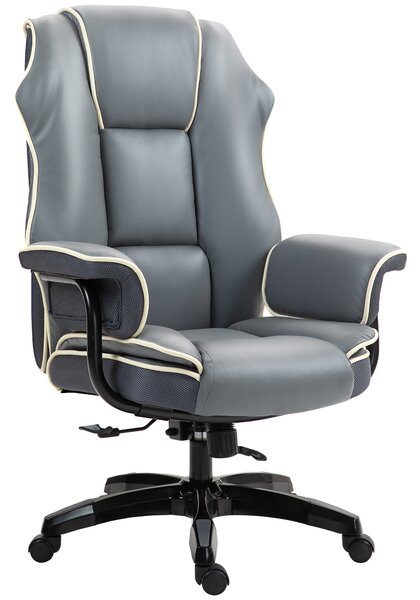 Vinsetto Home Office Chair with High Back, PU Leather Computer Desk Chair for Home, Reclining Swivel, Adjustable Height, Grey Aosom UK