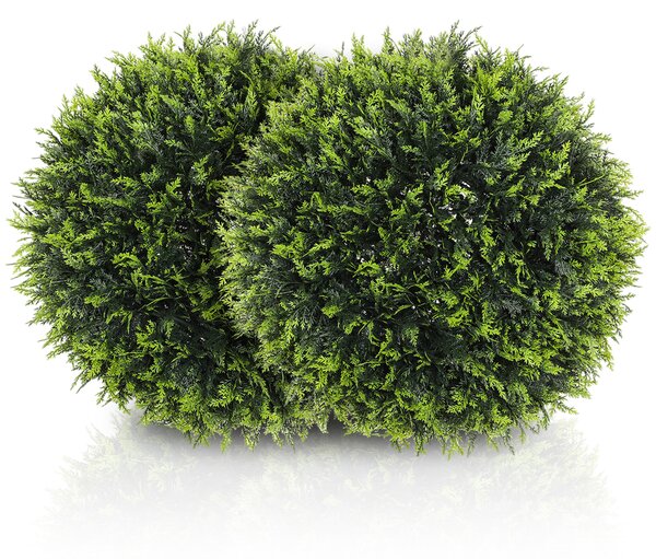 HOMCOM Set of 2 Artificial Plant Topiary Balls, UV-protected Fake Decorative Plants, Faux Plants for Home Indoor Outdoor Decor, 45cm, Green