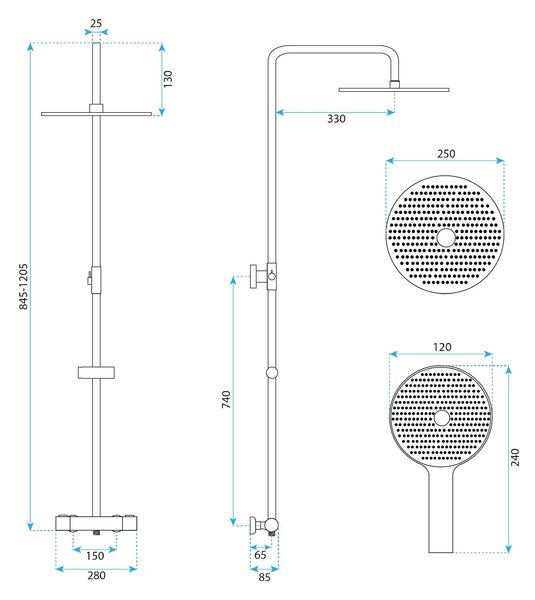 Thermostatic shower system Rea Drop Titan
