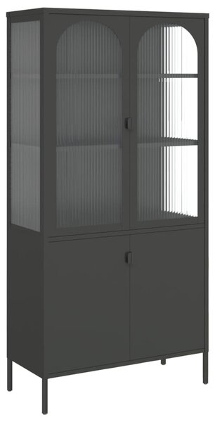 Highboard Black 90x40x180 cm Glass and Steel