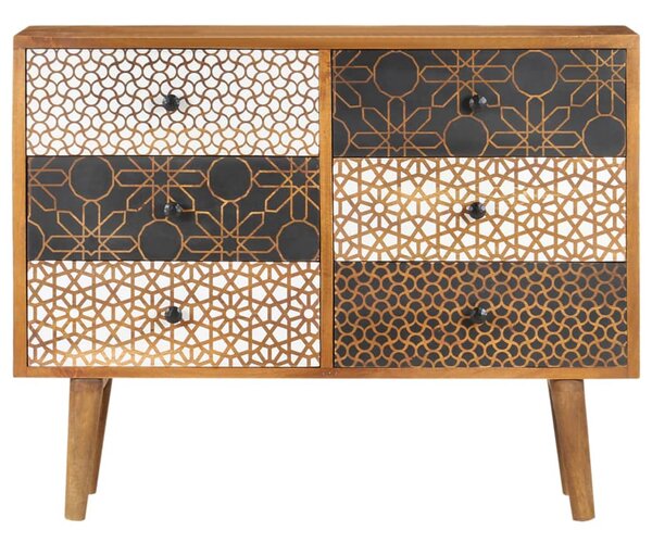 Sideboard with Printed Pattern 90x30x70 cm Solid Mango Wood