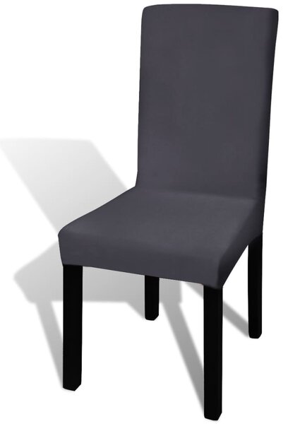 Straight Stretchable Chair Cover 6 pcs Anthracite