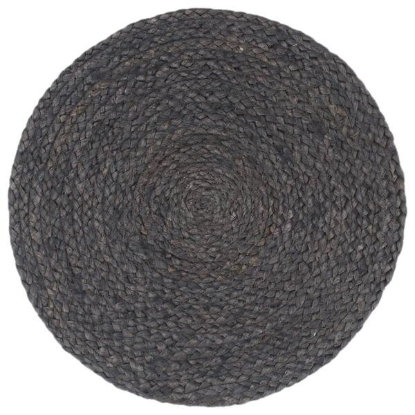 Placemats 6 pcs Plain Dark Grey 38 cm Round Jute