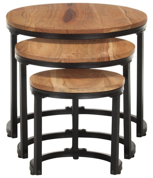 Side Tables 3 pcs Solid Acacia Wood