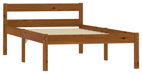 Bed Frame without Mattress Honey Brown Solid Pine Wood 100x200 cm