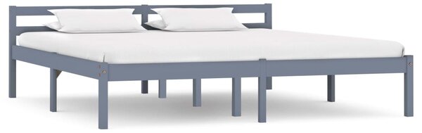 Bed Frame Grey Solid Pine Wood 180x200 cm Super King