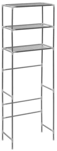 3-Tier Storage Rack over Toilet Silver 53x28x169 cm