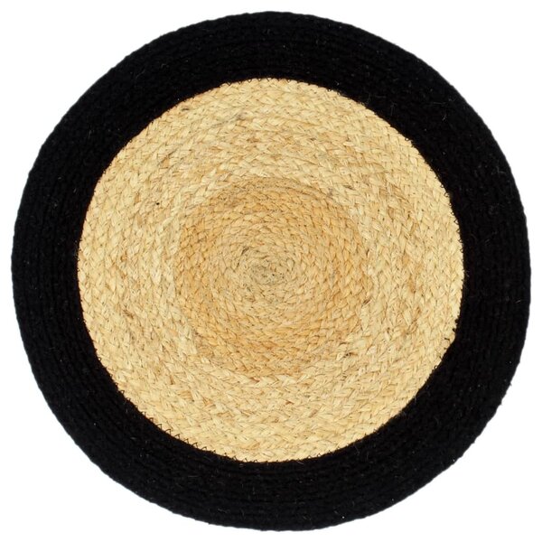 Placemats 6 pcs Natural and Black 38 cm Jute and Cotton