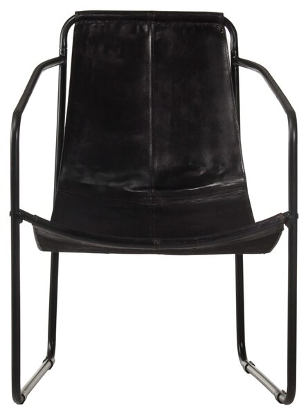 Relaxing Armchair Black Real Leather