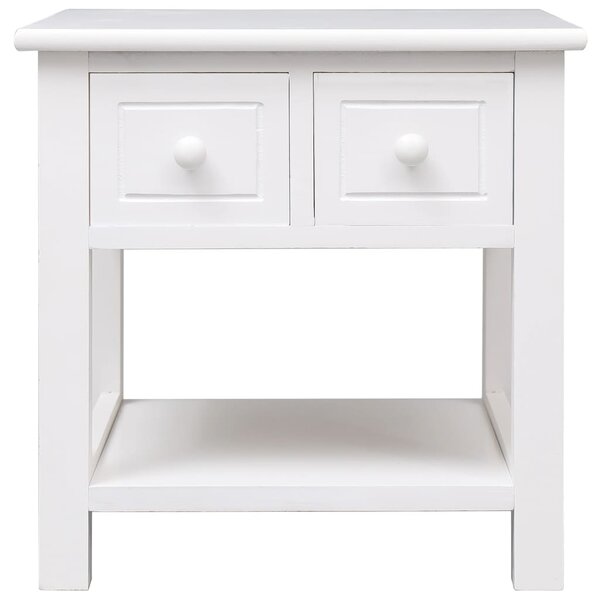 Side Table White 40x40x40 cm Paulownia Wood