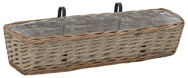 Balcony Planter 2 pcs Wicker with PE Lining 80 cm