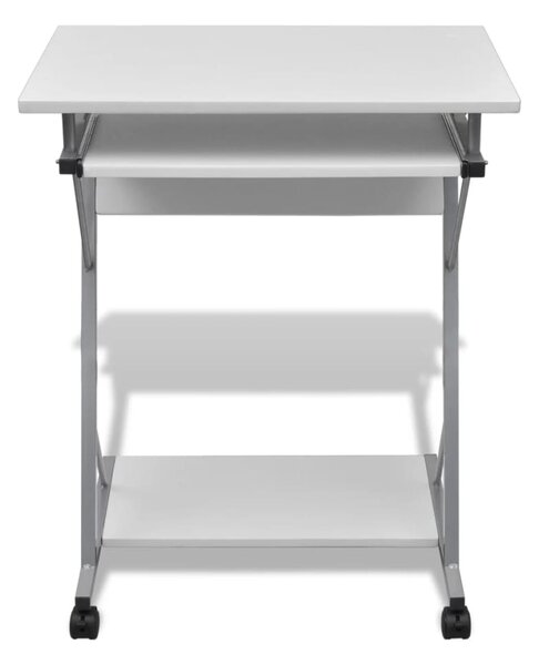 Compact Computer Desk with Pull-out Keyboard Tray White