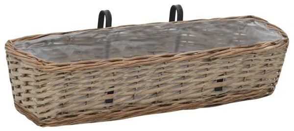 Balcony Planter 2 pcs Wicker with PE Lining 60 cm