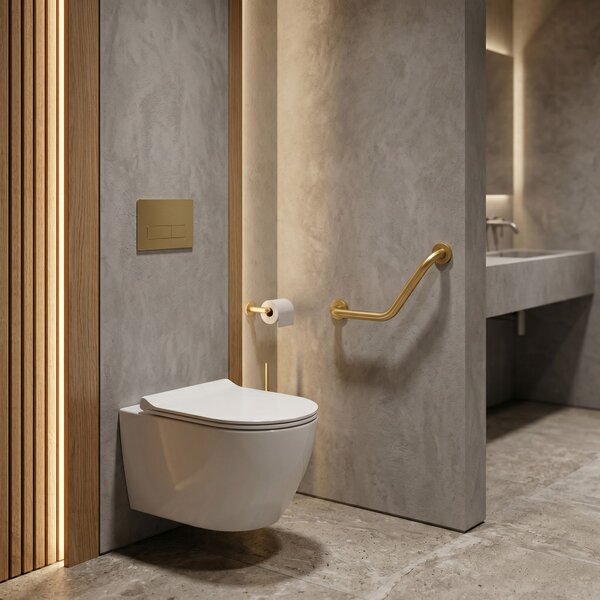 Bathroom angled grab bar BRUSH GOLD