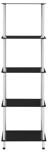 5-Tier Shelf Black 40x40x130 cm Tempered Glass