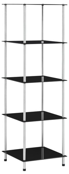 5-Tier Shelf Black 40x40x130 cm Tempered Glass