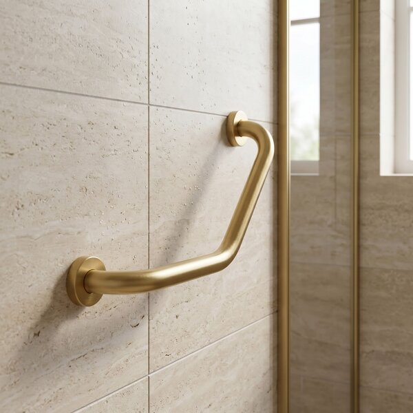 Bathroom angled grab bar BRUSH GOLD