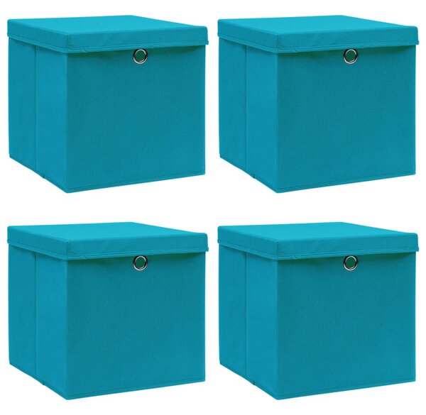 Storage Boxes with Lids 4 pcs Baby Blue 32x32x32 cm Fabric