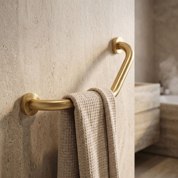 Bathroom angled grab bar BRUSH GOLD