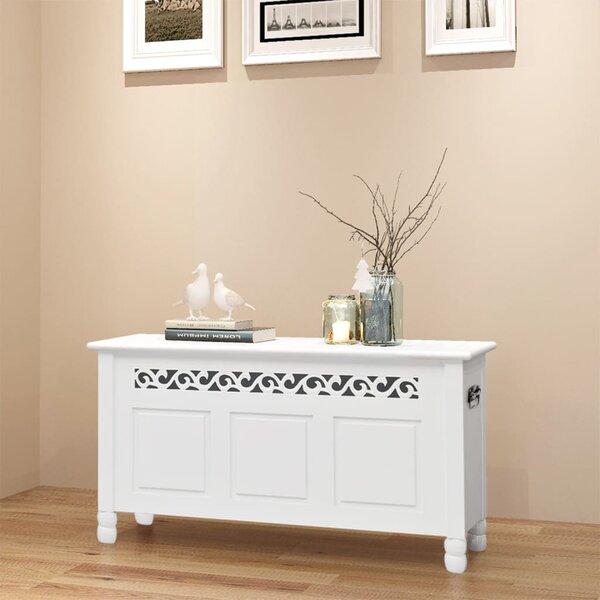 Storage Bench Baroque Style MDF White