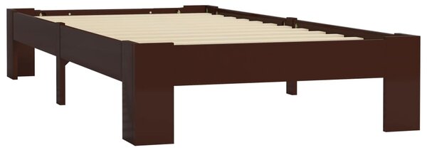 Bed Frame without Mattress Dark Brown Solid Pine Wood 100x200 cm