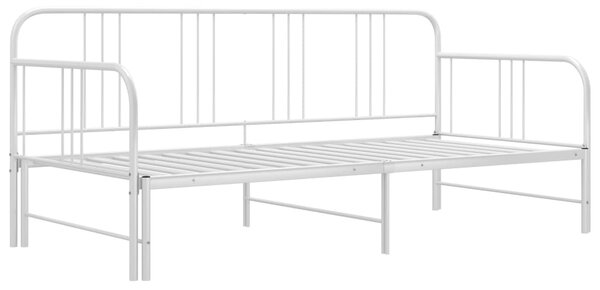 Pull-out Sofa Bed Frame without Mattress White Metal 90x200 cm