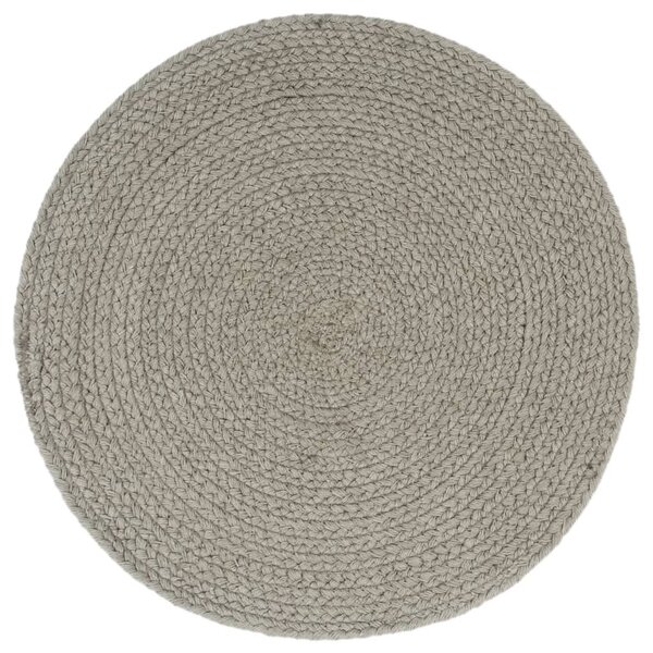 Placemats 6 pcs Plain Grey 38 cm Round Cotton