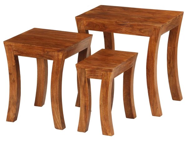 Nesting Table Set 3 Pieces Solid Acacia Wood 50x35x50 cm Brown