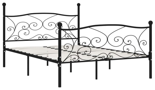 Bed Frame without Mattress with Slatted Base Black Metal 120x200 cm