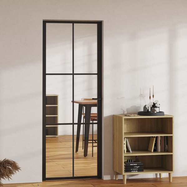 Interior Door ESG Glass and Aluminium 76x201.5 cm Black
