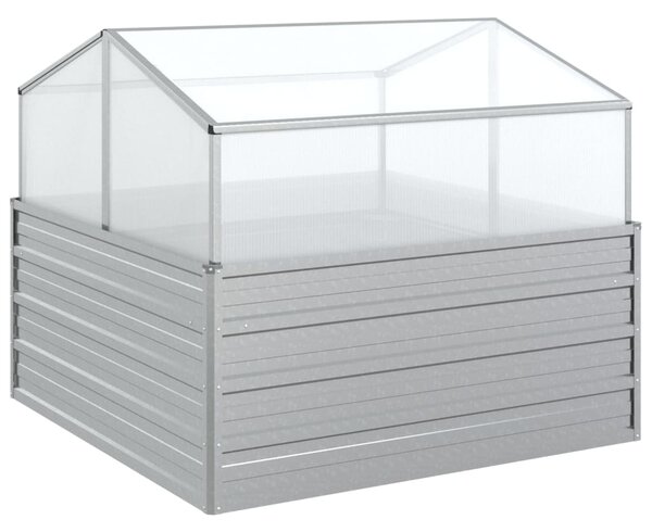 Garden Raised Bed with Greenhouse 100x100x85 cm Silver