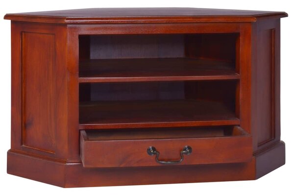 Corner TV Cabinet Classical Brown Solid Mahogany Wood