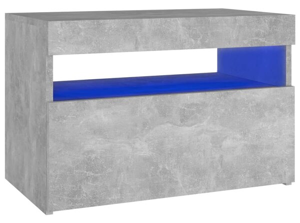 Bedside Cabinet & LED Lights Concrete Grey 60x35x40 cm