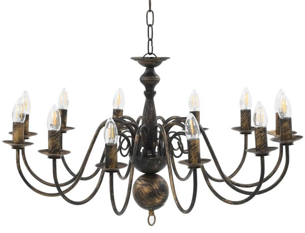 Chandelier Antique Black 12 x E14 Bulbs